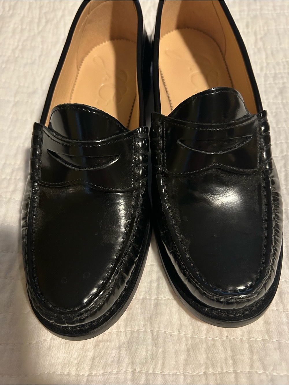J.Crew Women's Black Leather Academy Penny Loafers Size 6.5 NEW